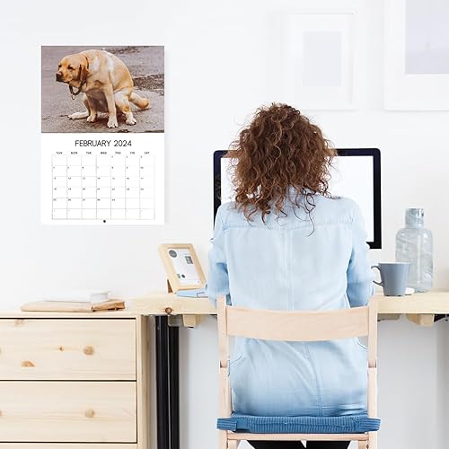 Miniatura 5 de 2 piezas de perros haciendo caca en lugares hermosos, calendario 2024, enero de 2024 a diciembre de 2024, calendario de pared divertido, regalo de