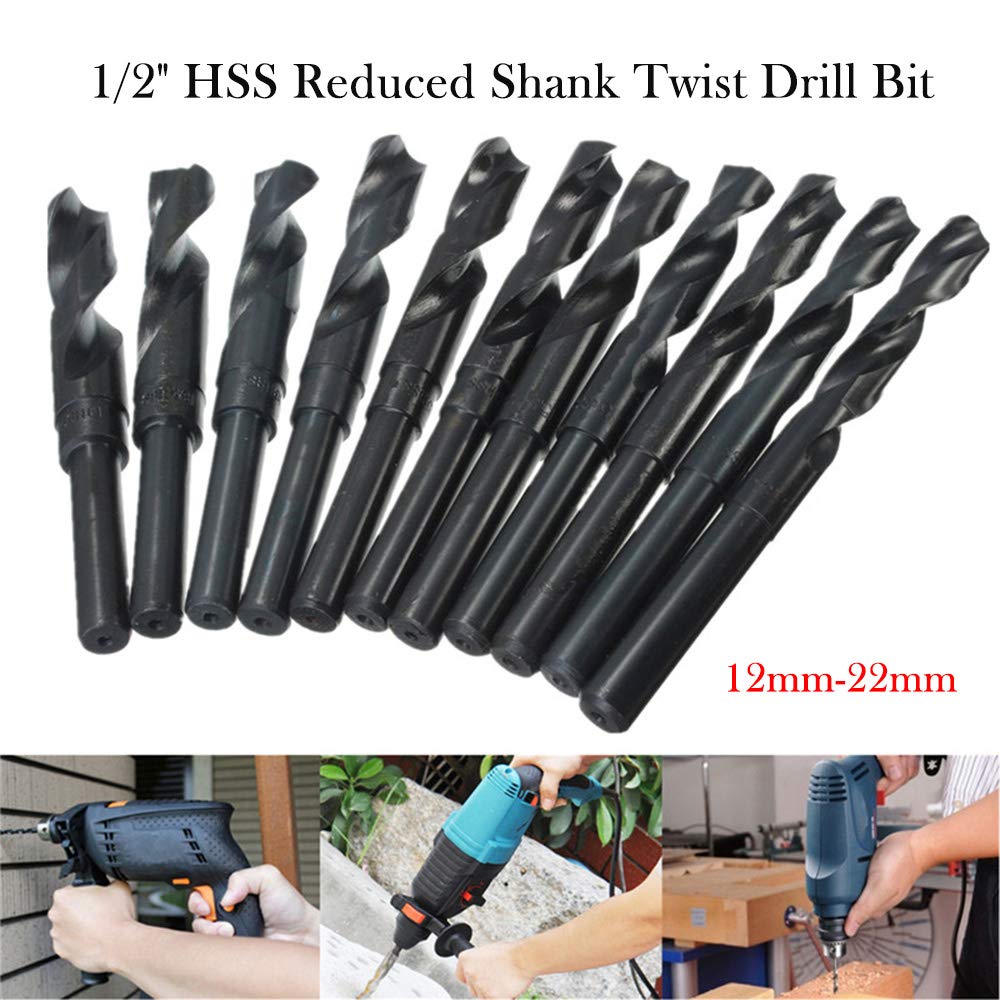 Foret Hélicoïdal HSS Tige Réduite 1/2 Pouce Diamètre 12 à 40 Mm - Acier Rapide Pour Métal Bois Plastique
