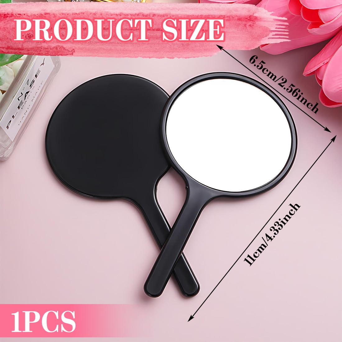 Specchio Con Manico, Specchio Portatile Professionale, Specchio Cosmetico Forma Rotonda, Sostenibile E Durevole, Perfetto Per Radersi O Applicare Il Trucco