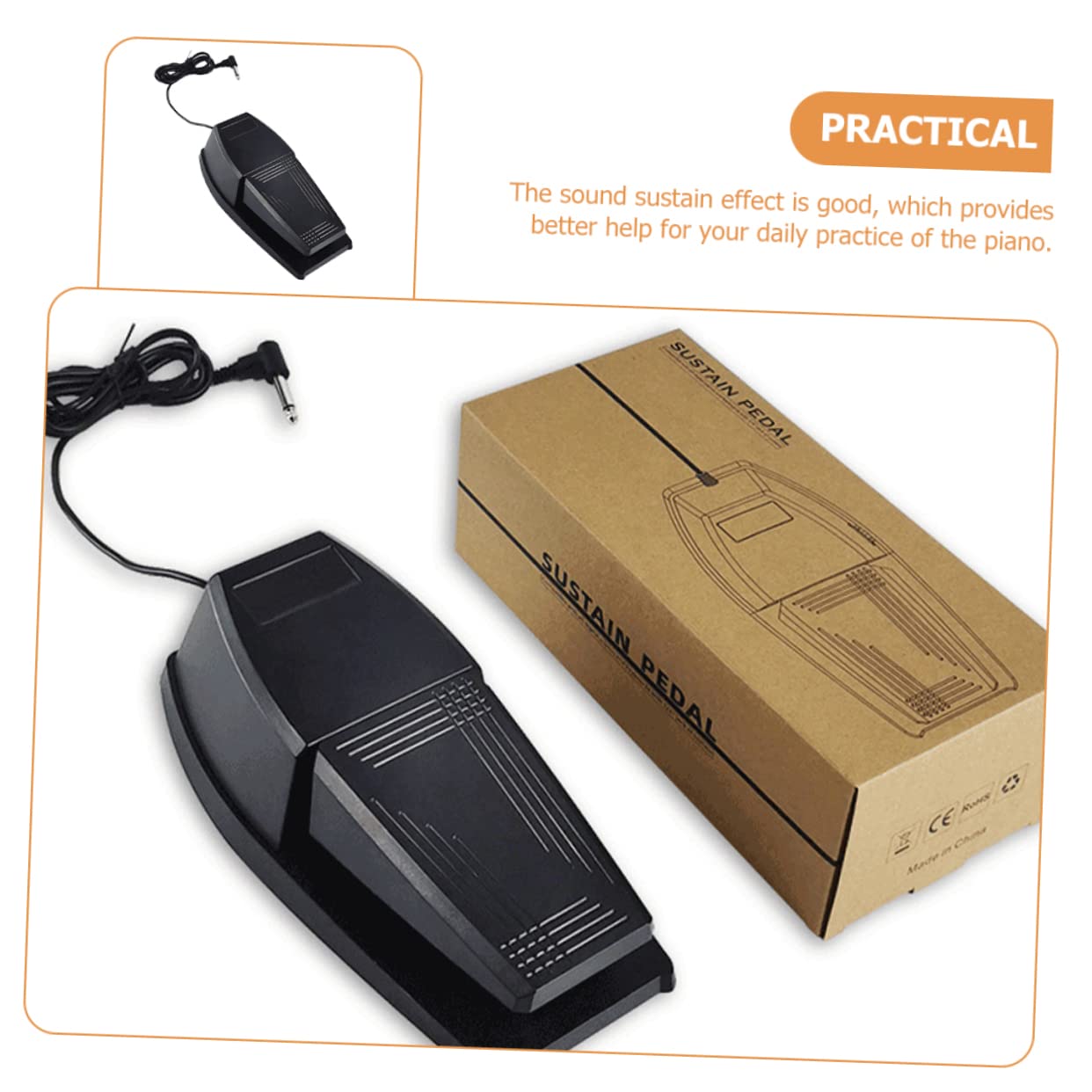 Pedale Sustain per Pianoforte Elettrico Nero, Portatile e Silenzioso | Gomma Abs, Effetto di Ritenzione Sonora, Robusto e Pratico per Uso Musicale