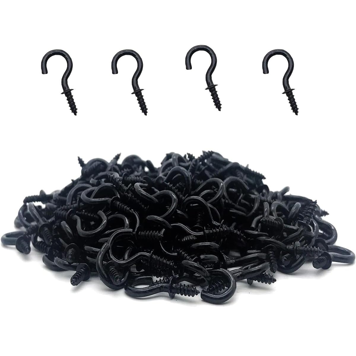Nazeauf Black 100Pcs Small Hooks - 0.5In Small Screw Hooks - Small Hooks For Hanging - Tiny Screws In Hooks,Metal Ceiling Screw Hooks,Small Hanging Hook Ceiling Hooks For Hanging Plants&Kitchen Cabinet Shelf