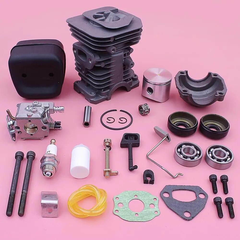 Kit di riparazione marmitta carburatore pistone cilindro da 40 mm, for motosega Husqvarna 136 137 141 142 530069941 530071987 530069415 Kit cilindro motosega