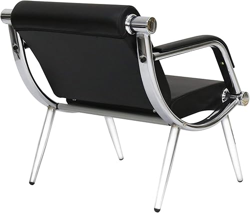 Miniatura 6 de Peach Tree Silla de recepción lateral ejecutiva de cuero negro Oficina Sala de espera Recepción de invitados, salón de peluquería Oficina Silla de