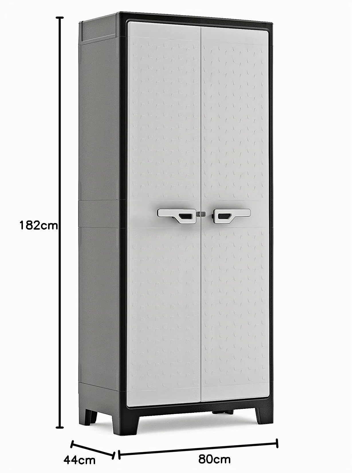 Keter Armoire Haute Titan de Rangement Résine 80x44x182cm Noir Gris Étagères Modulables Pieds Réglables