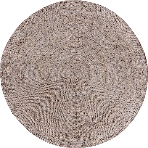 Image of Unique Loom Braided Jute Collection Area Rug - Dhaka (8' Round, Gray)