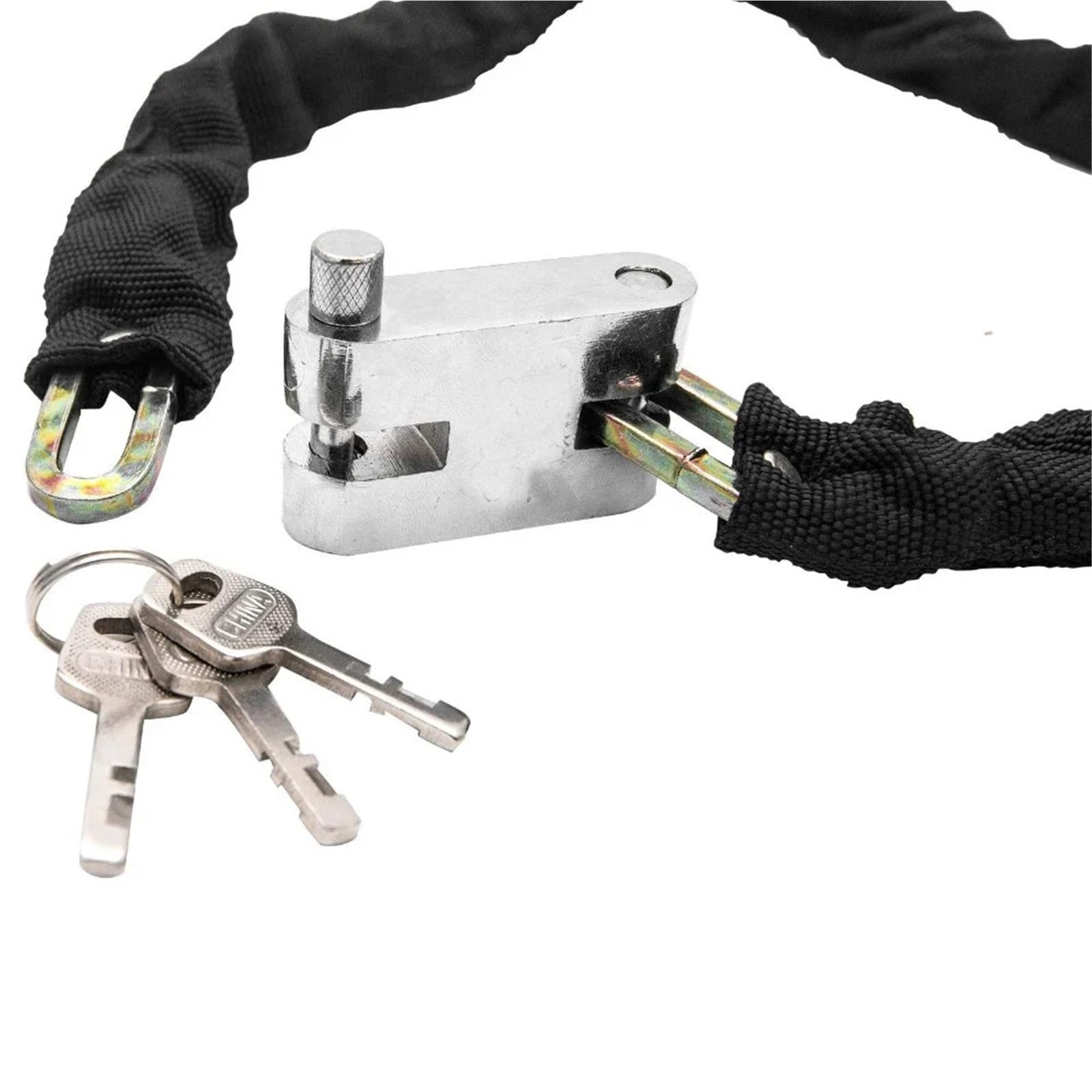 Candado Moto Cerradura antirrobo de Acero endurecido, Funda Exterior Textil Protectora para Motocicleta, Scooter, Bicicleta, Cadena Resistente Candado Disco
