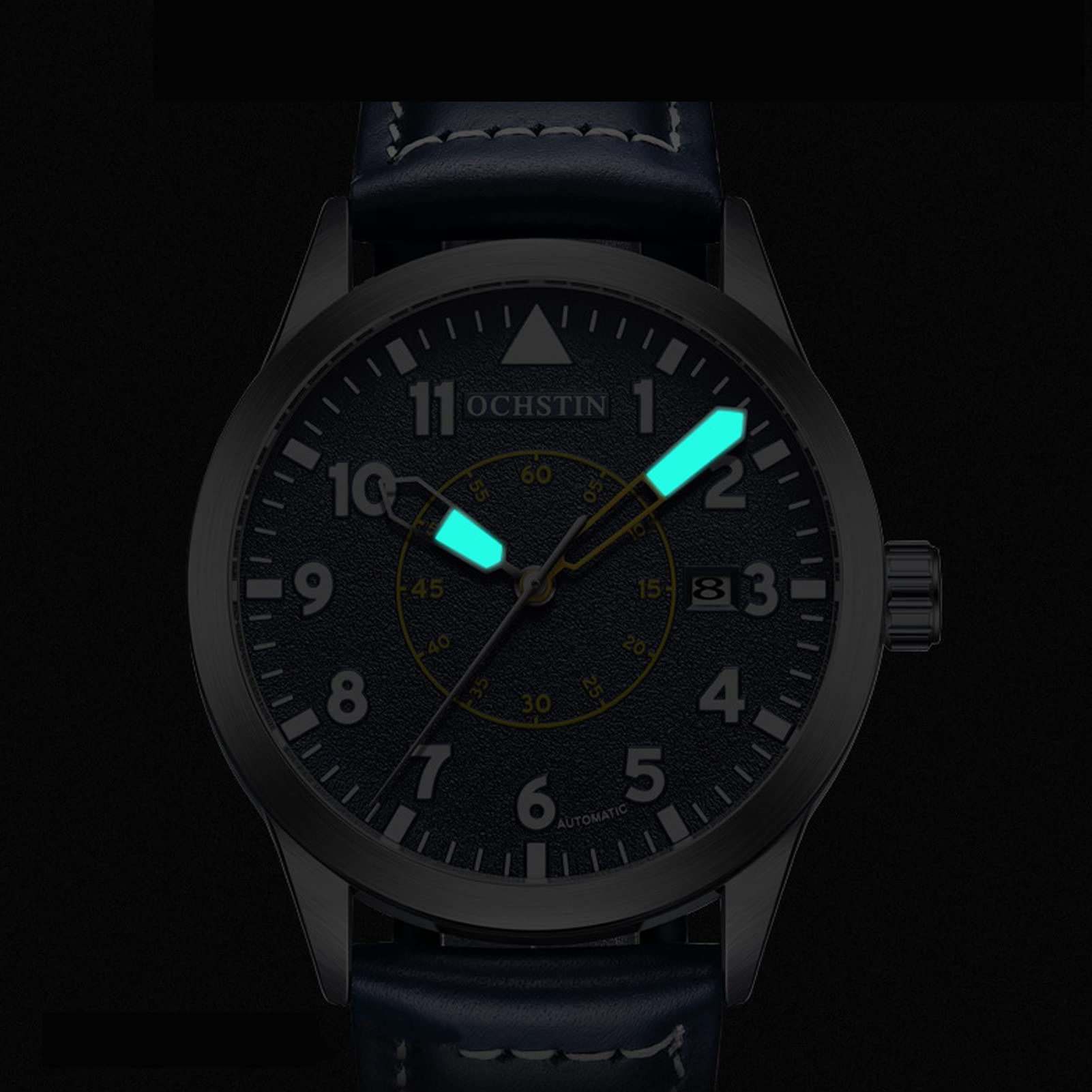 FORSINING Orologio da uomo meccanico automatico con cinturino in pelle alla moda e analogico con visualizzazione della data, orologio impermeabile