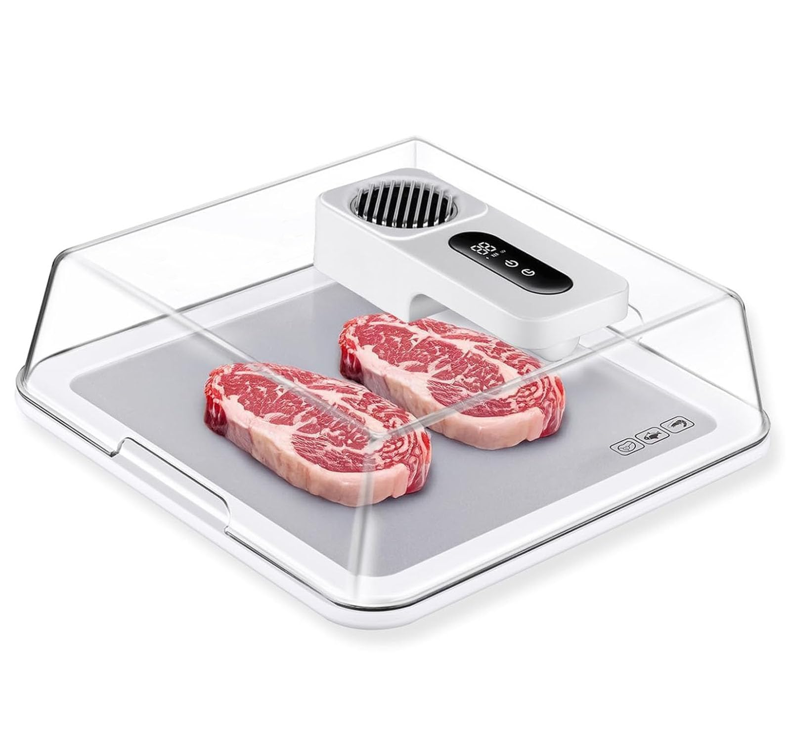 FXNFXLA Electric Food Defrosting Box, USB Rechargeable Meat Defrosting Box with Lid, Frozen Food Thawing Box, for Frozen Steak, Chicken, Fish, Shrimp and Seafood White