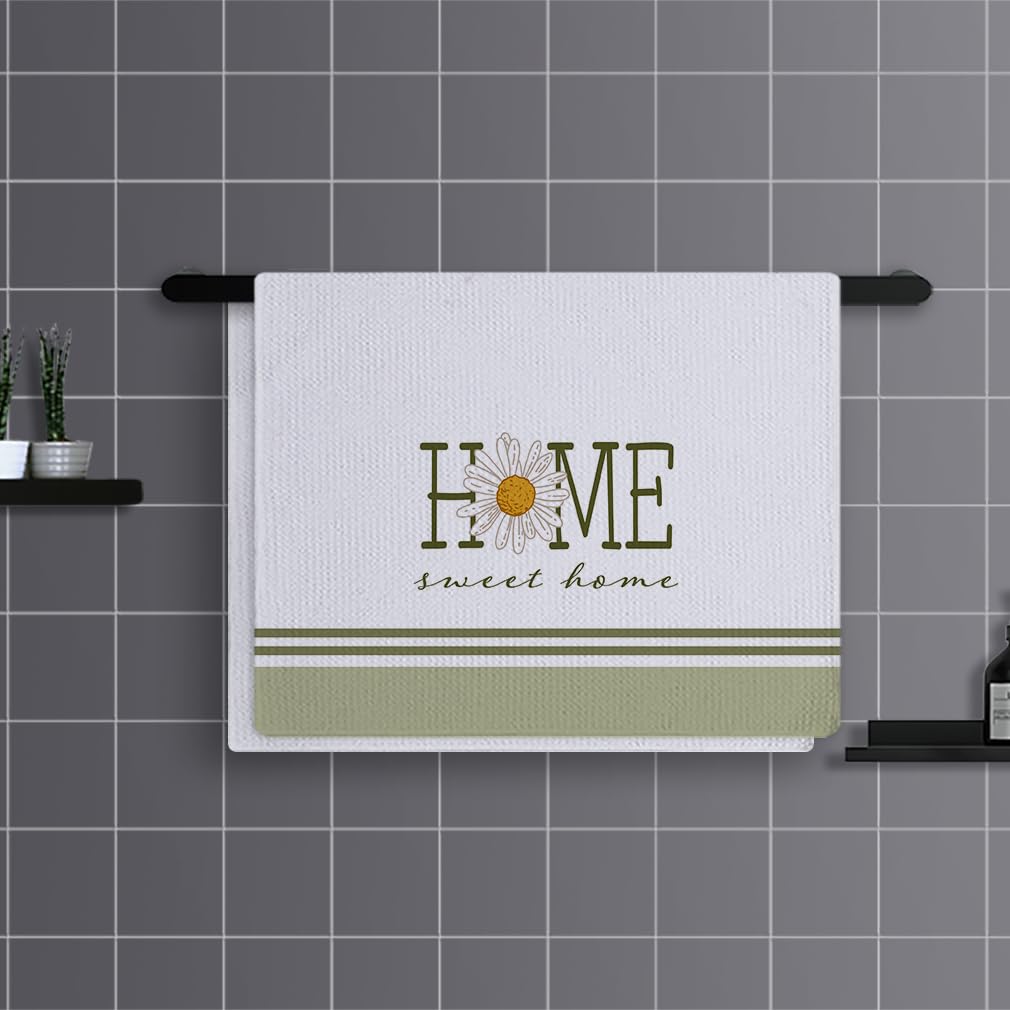 Trapos Cocina Flores Verdes Pálidas Paños de Cocina Suaves y Absorbentes Paños Cocina Reutilizables Trapos de Cocina para Secar Toallas Lavable Toallas de Barra Juego de 4 (40x60cm)