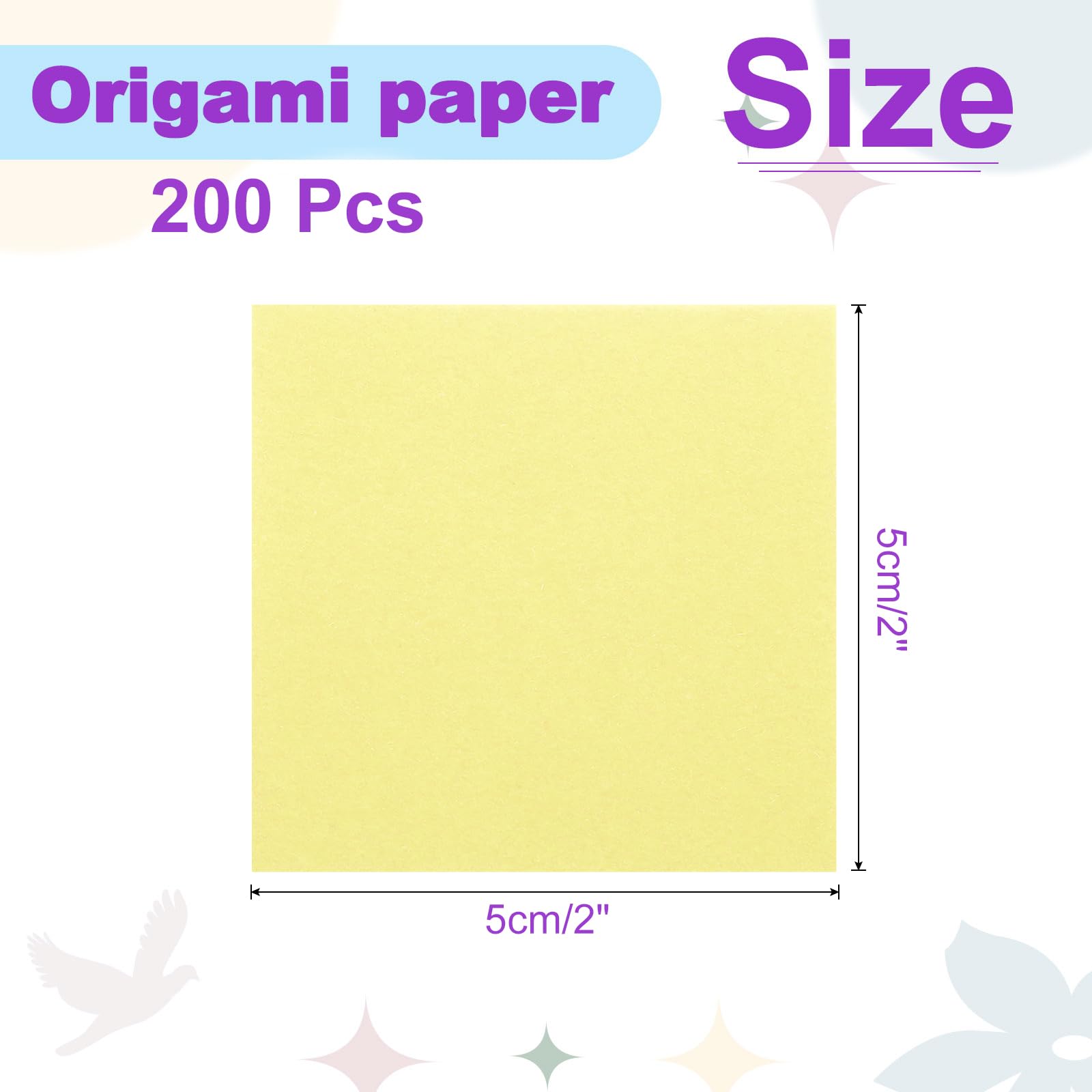 DMiotech 200 Sheets 5x5 cm Origami Paper, Light Yellow Square Origami Paper Easy Fold Double Sided Paper for DIY Arts and Crafts - Image 4