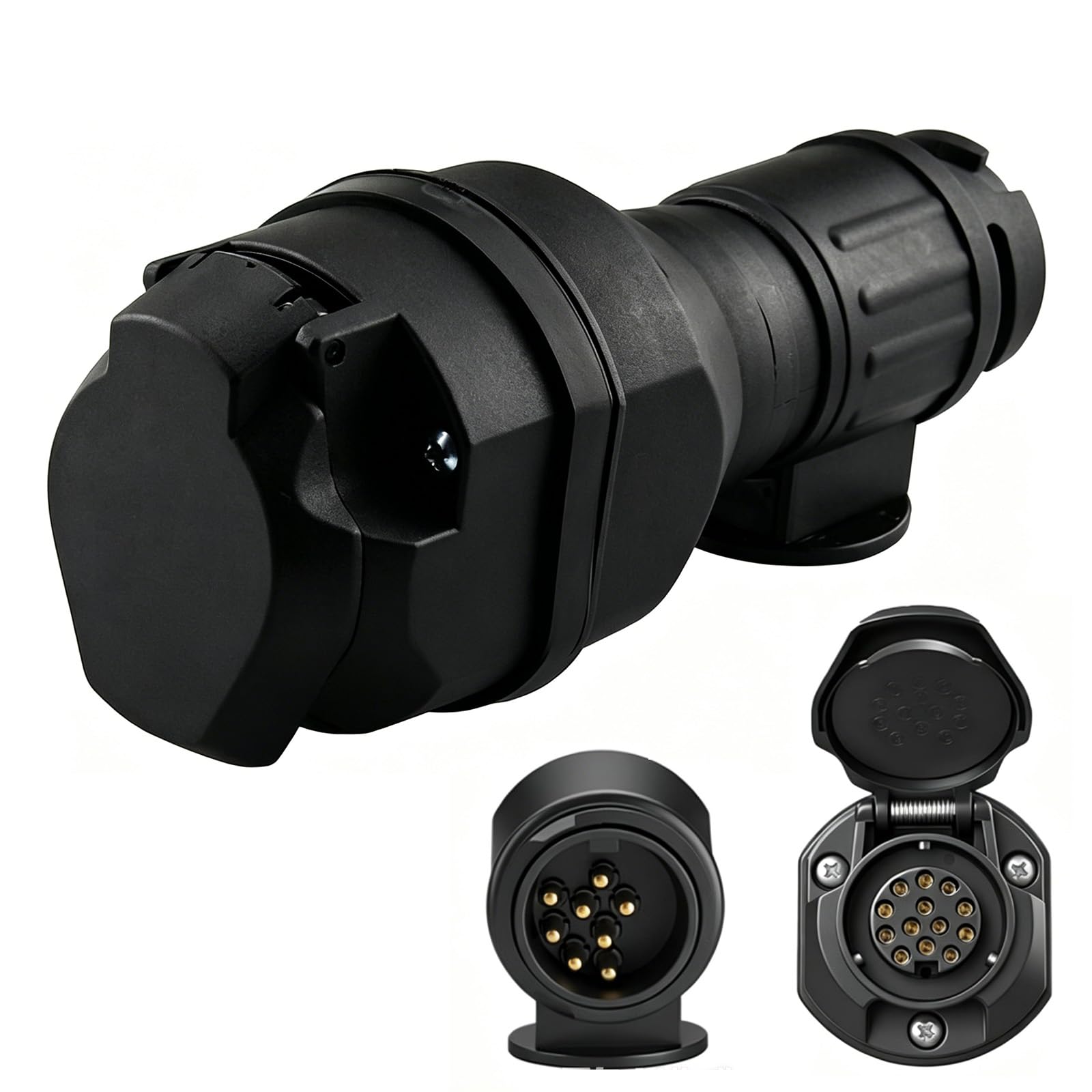 13 Pol Anhänger Adapter 12V Anhängerstecker mit LED-Beleuchtung Canbus Adapter ISO 11446 Wetterfest für Anhänger Wohnwagen & Wohnmobile