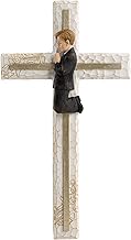 Grace4Joy Baptism Wall Cross, Hand Painted Guardian Angel Gifts, 10 Inches Boys First Communion Nursery Wall Decor Catholic Gifts for Christening, Dedication