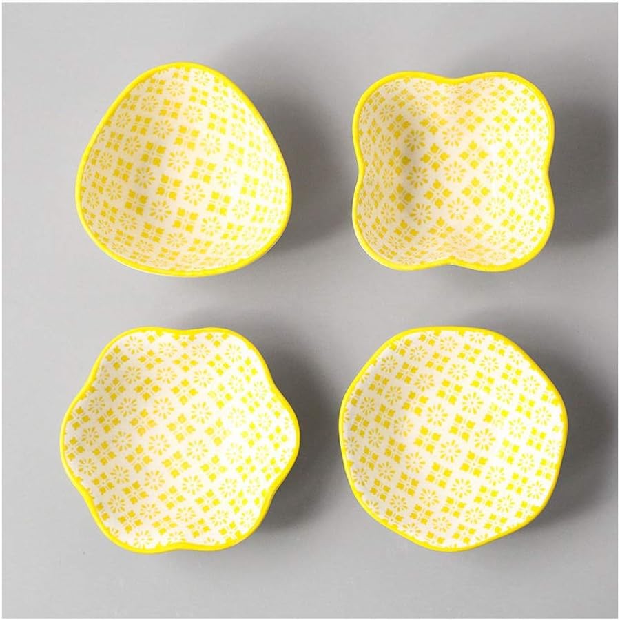 Dipping Bowls Ramekin Dishes, 4-Piece Porcelain Ceramic Deep Dinner Plates Soup Plates, Ideal for Dips Sauce Appetizer Plates (Color : B)