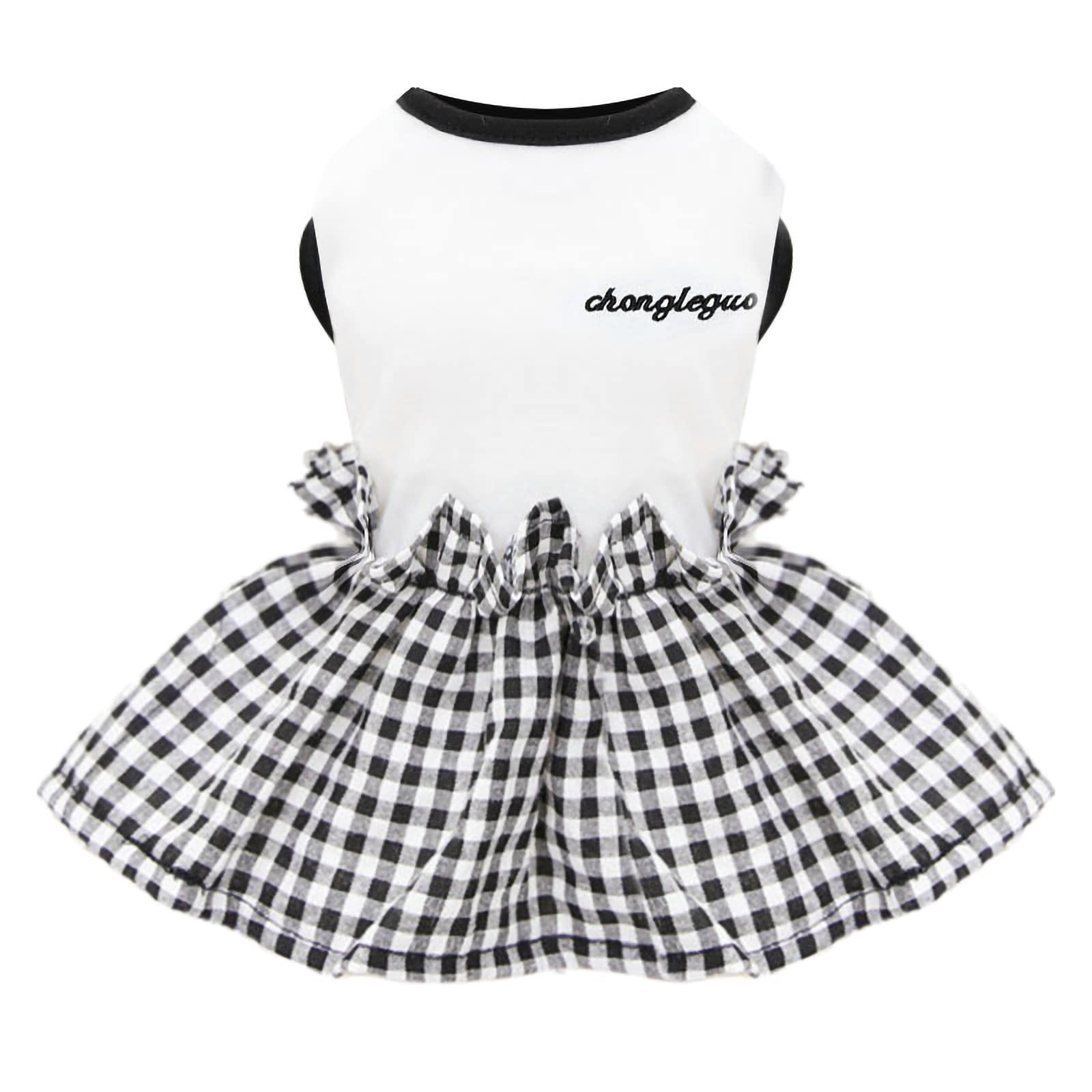 PETCARE Small Dog Dress Classic Black Plaid Dresses for Dogs Soft Cute Summer Puppy Dress Shirt Shih Tzu Pomeranian Chihuahua Yorkie Clothes Outfits