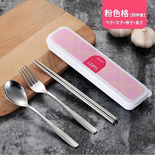 WORTHBUY Portable Stainless Steel Dinnerware Set Colorized Striped Anti