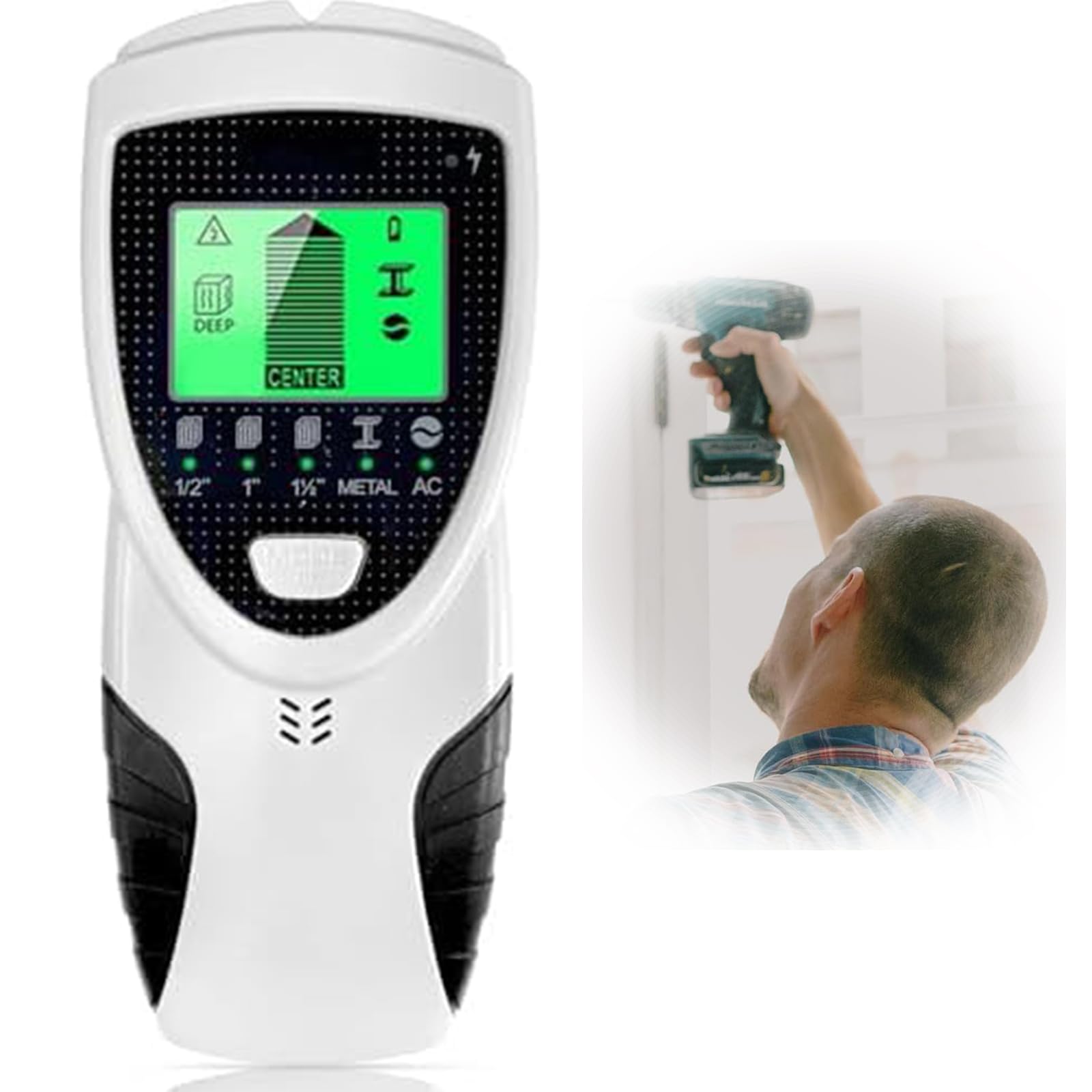 NALACAL 5 in 1 Electronic Stud Detector, Stud Finder, Wall Scanner, with HD LCD Display and Audio Alarm, Stud Sensor Beam Finders, for Center and Edge of Wood Metal Studs and AC Wire Detection