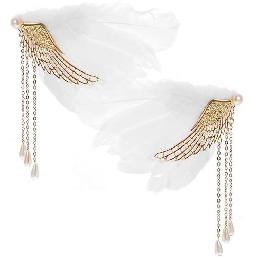 Beaupretty 1 par de alas de ángel diablo con plumas de borla, pasadores para el cabello, accesorio para la cabeza de boda, pinzas de pelo de felpa