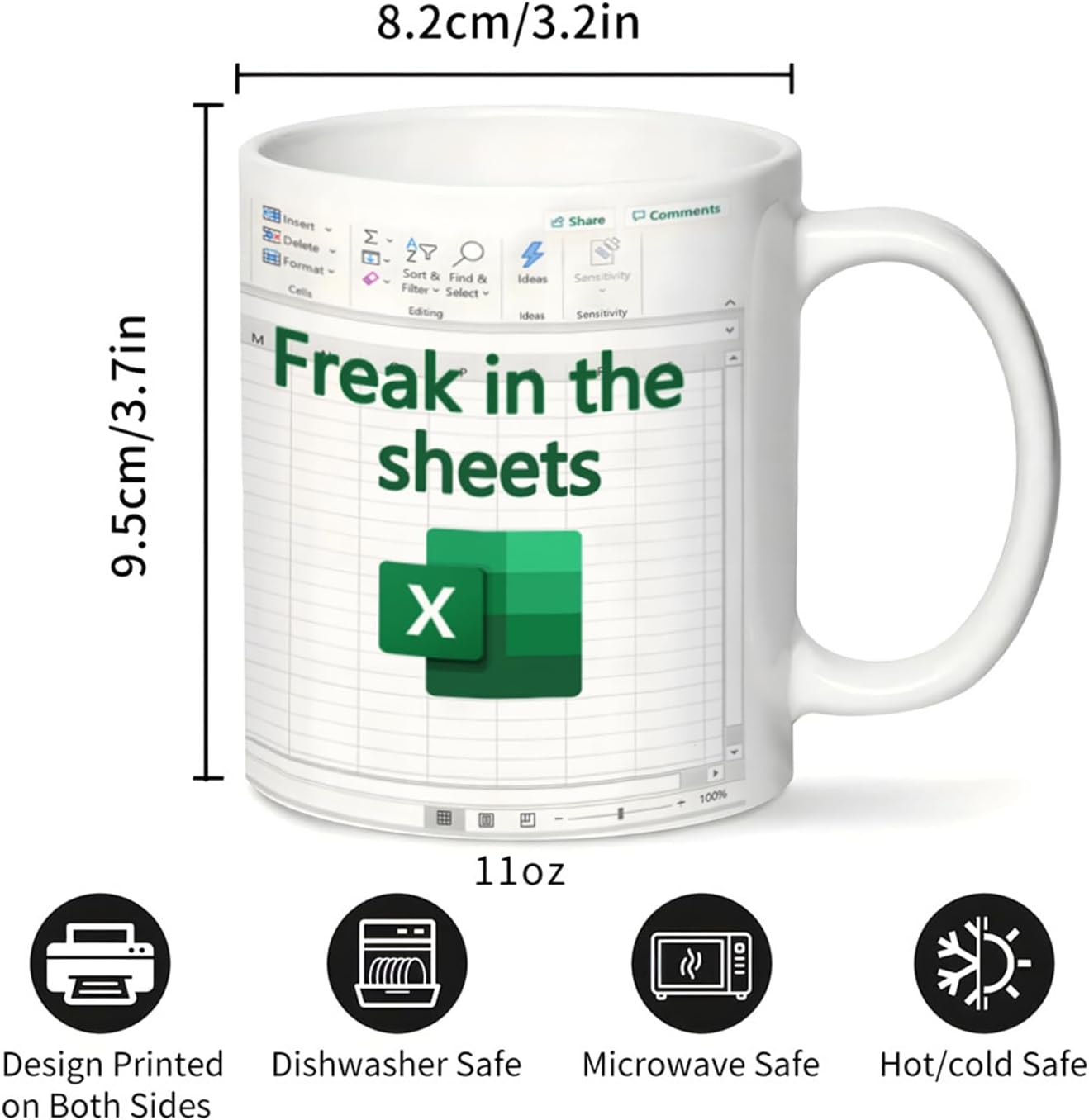 Funny Excel Coffee Mug, Freak In The Sheets Mug, Spreadsheet Excel Cup, Gifts for CPA CFO Coworkers Accounting Boss Friends, Novelty Gifts for Birthday Christmas New Year Men Women - Image 2