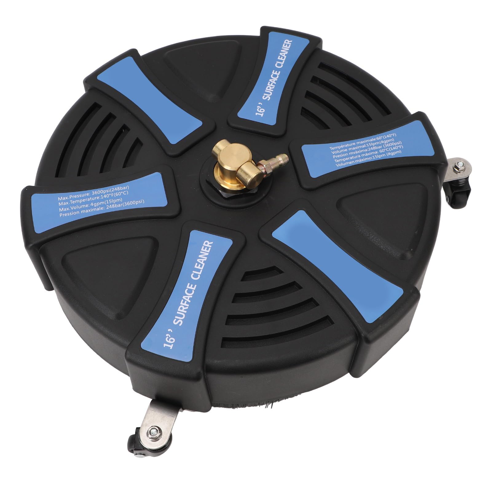 Limpiador de Superficies para hidrolavadora de 16 Pulgadas, Accesorio para hidrolavadora con 3 Ruedas, Cubierta de Acero Inoxidable de 3600 PSI, Conector rápido de 1/4 de Pulgada y