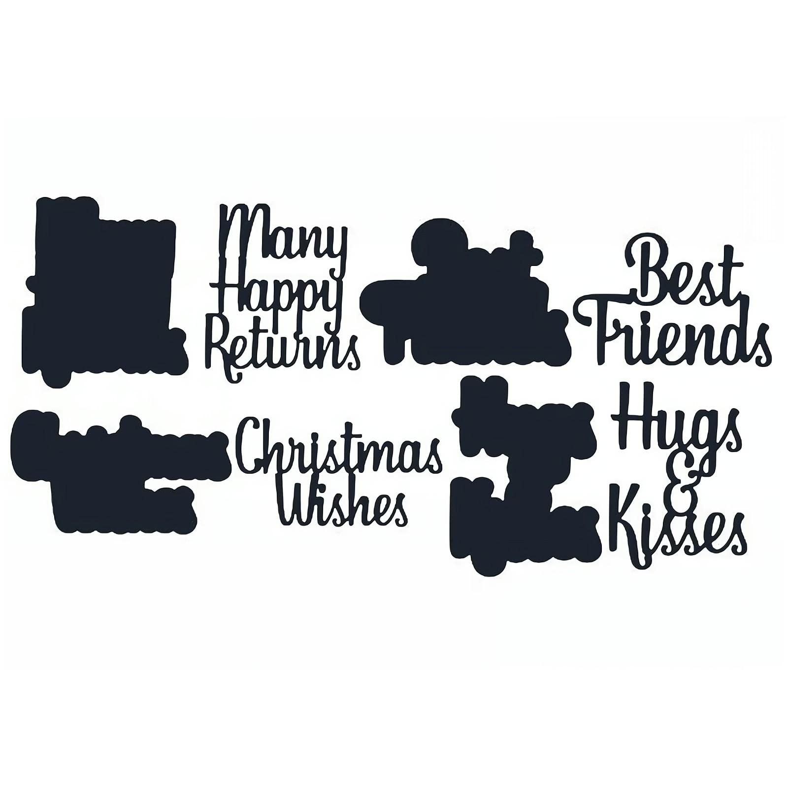 Briartw Many Happy Returns,Best Friends,Christmas Wishes, Hugs&Kisses Words Phrases Sentiments Cutting Dies for Embossing Scrapbooking Stamping Handcraft Cards Decoration