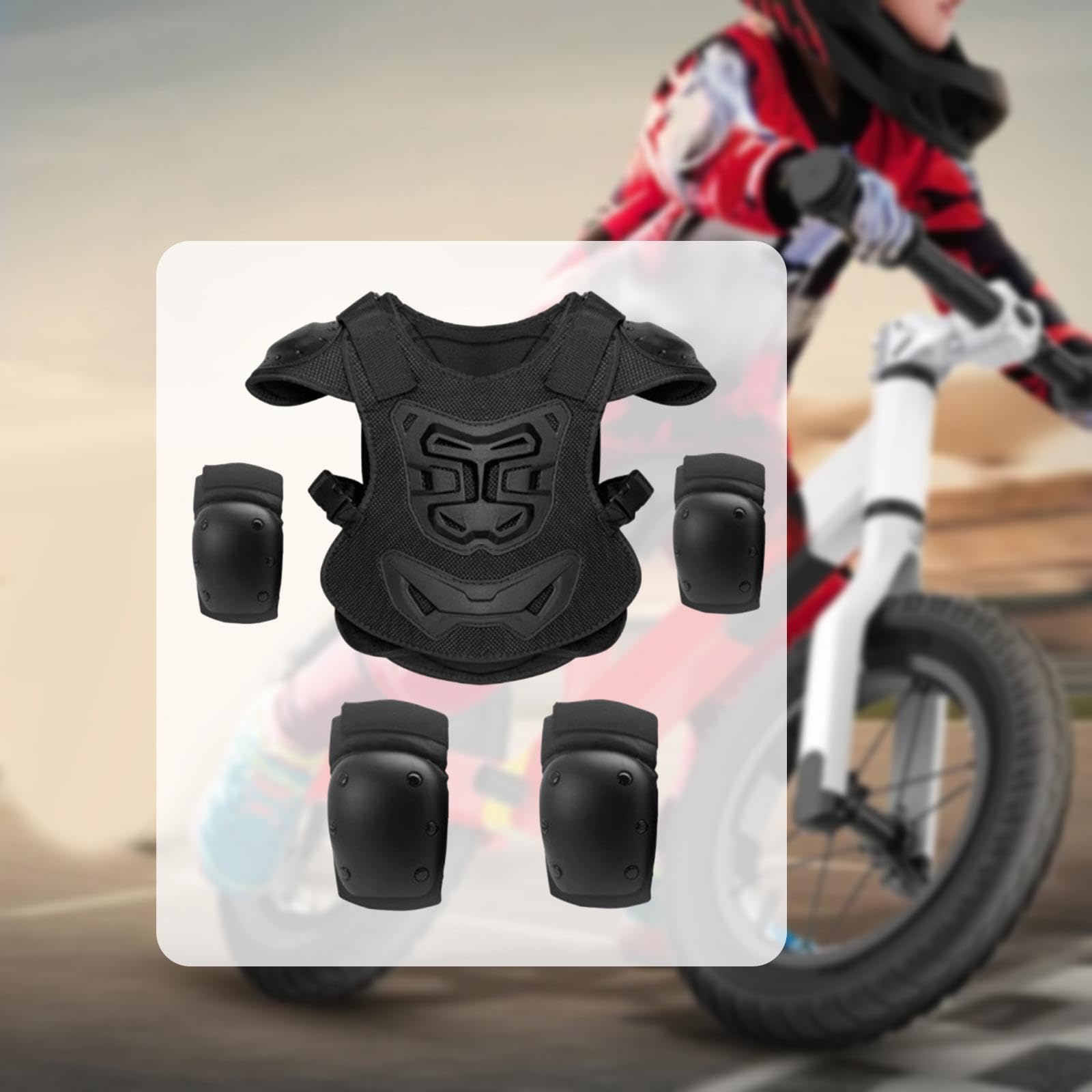 5 Pezzi Pettorina Protettiva Bambino Armatura da Motocross con Ginocchiere E Gomitiere Design Regolabile per vestibilità Comoda Adatto per Motociclis