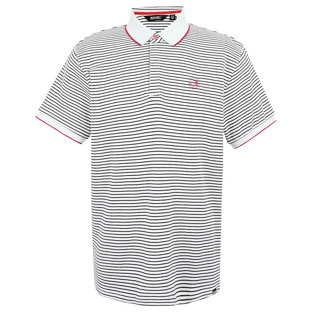 Regatta Mens Tiver Striped Polo Shirt (XL) (Navy/Stone White)