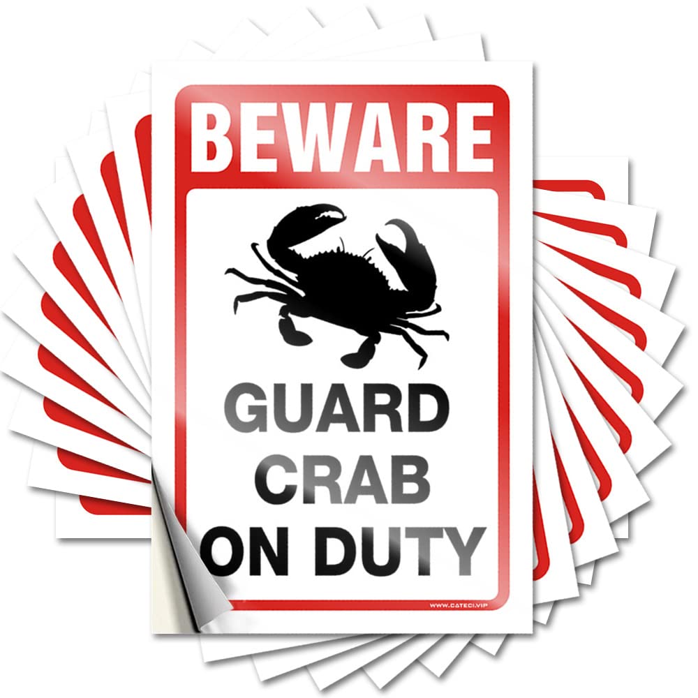 Fzfn Boys Colour Quote Stitch Checkered Encouragement Window Beware! Guard Crab On Duty - Scratch Resistant Stickers(8X12cm)