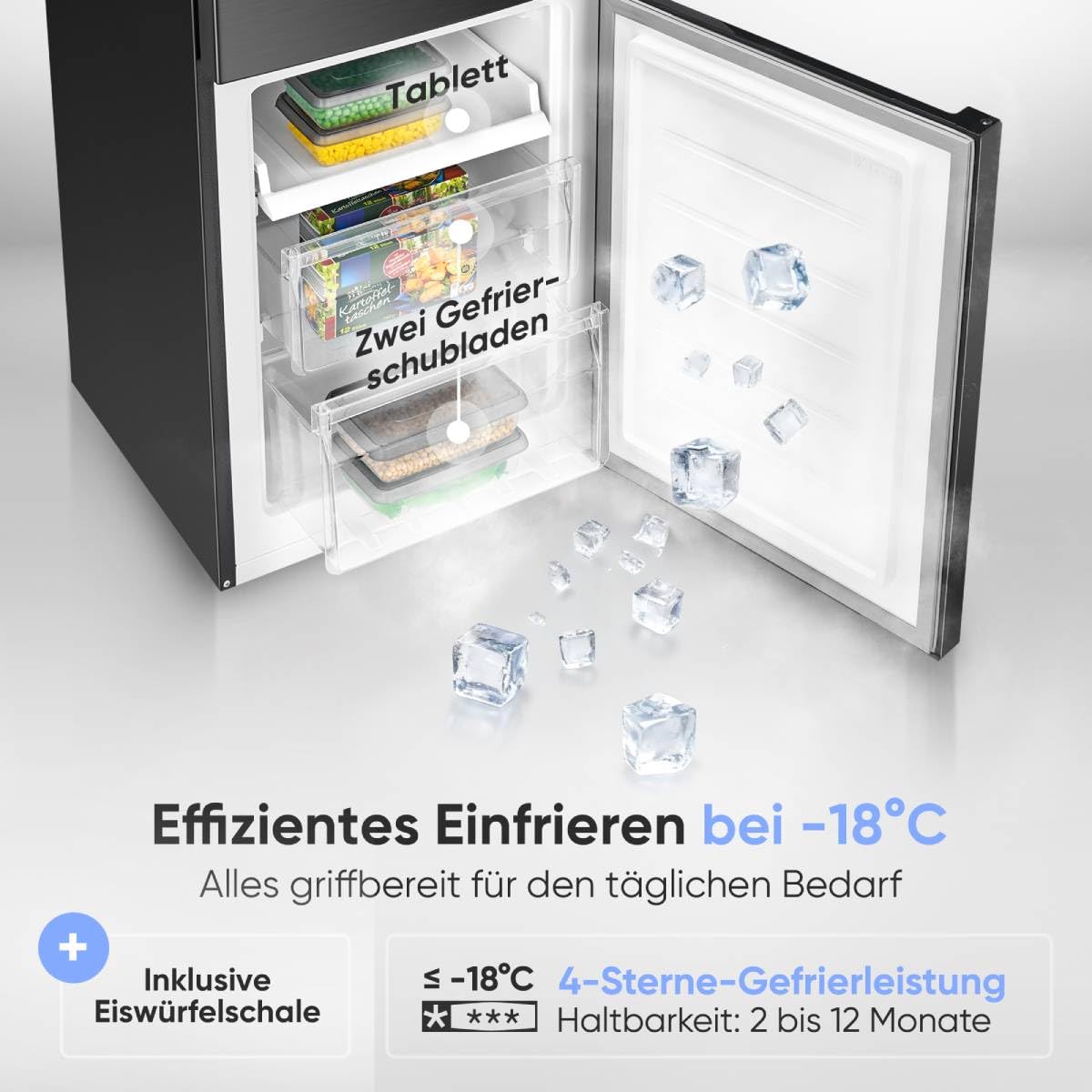 Bomann® Kühlschrank mit Gefrierfach | Energieklasse C | 176cm | LowFrost | 5 Jahre Kompressor-Garantie | Kühl Gefrierkombination leise | Türanschlag wechselbar | Kühlgefrierkombi | KG 7369 schwarz