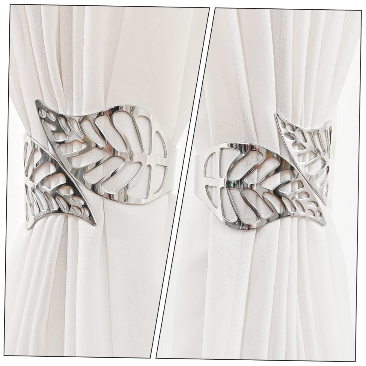 Embrasses de Rideaux En Forme de Feuilles, 10 Pièces, Clip de Rideau En Feuilles, Décor Du Moyen-Orient, Rideaux Métalliques, Produit Fini, Embrasses de Rideaux En Métal En Alliage/Argent * 5