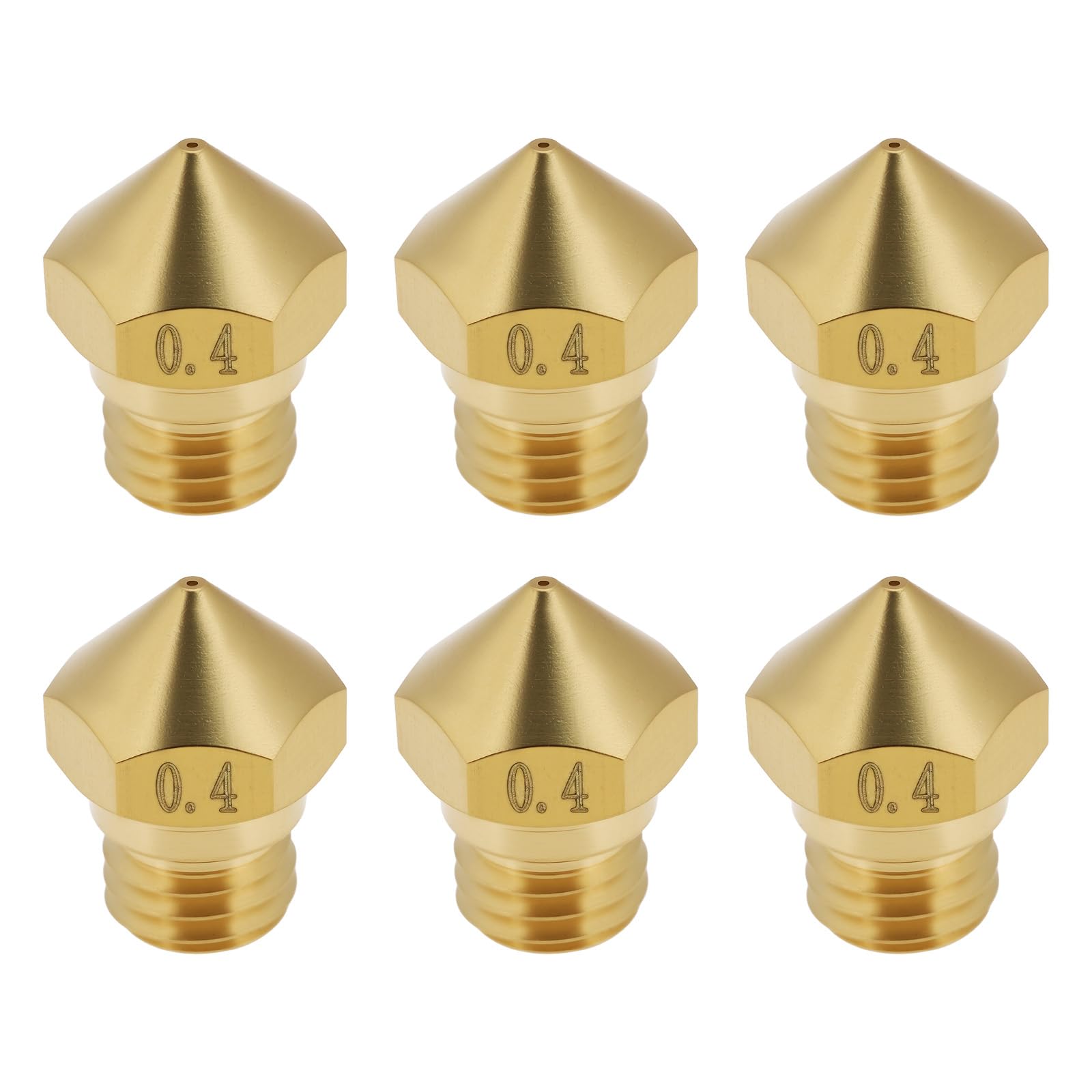 6-Pack 3D Printer Brass Nozzles, 0.4mm