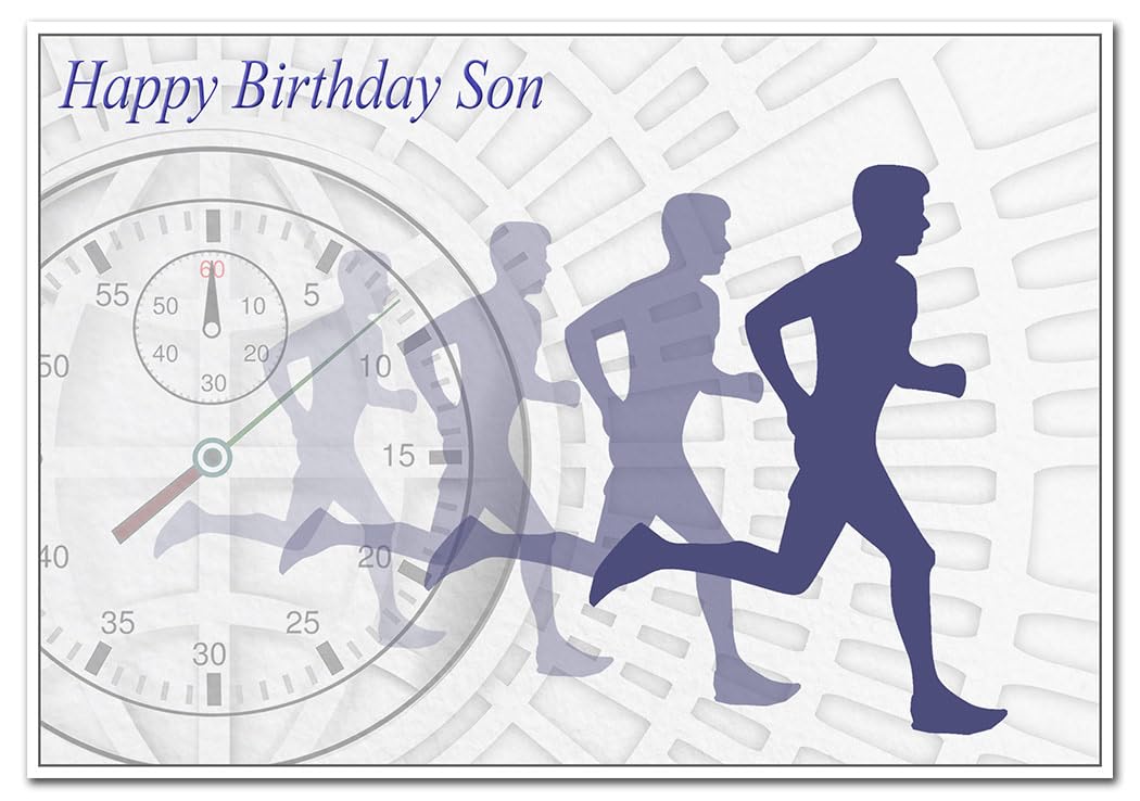 Running Birthday Cards for him - Unusual Unique - Cool Special - Men Male (Son Birthday Card – Runner Theme)