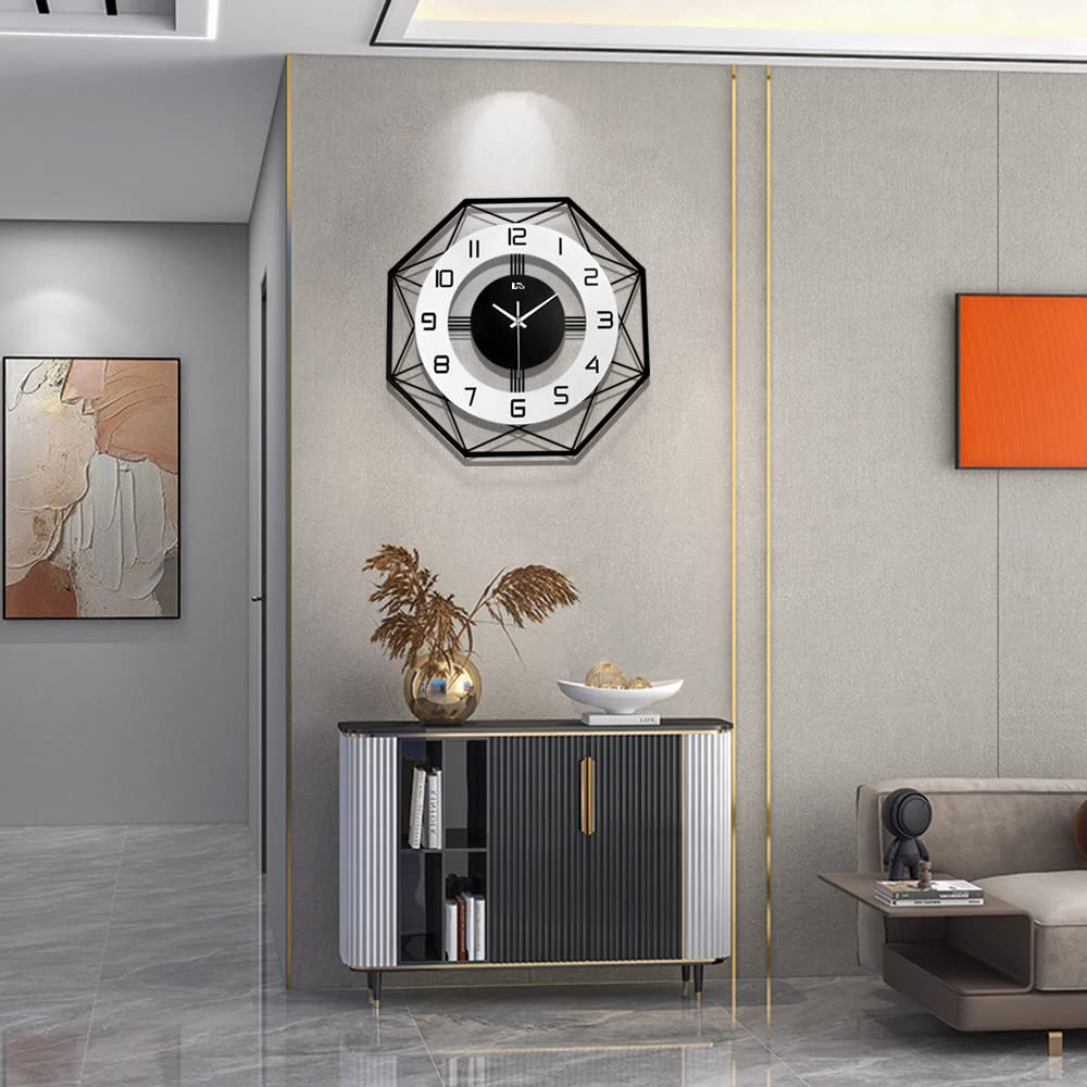 Orologio da parete moderno per camera da letto, grande orologio da parete decorativo silenzioso per soggiorno decorazione nero ufficio cucina senza ticchettio orologio da parete in metallo