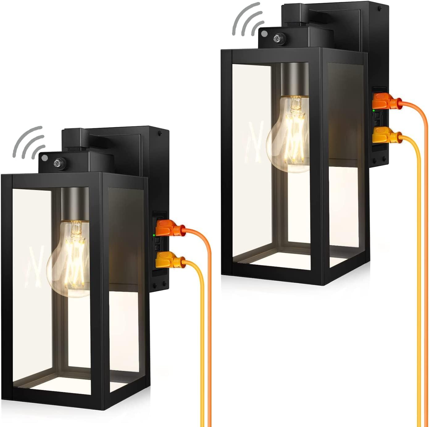 Lamomo Outdoor Light with Outlet, 2 Pack Dusk to Dawn Porch Light