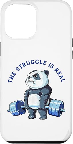 Miniatura 1 de Funda divertida para iPhone 13 Pro Max con diseño de panda The Struggle is Real Bear Deadlift