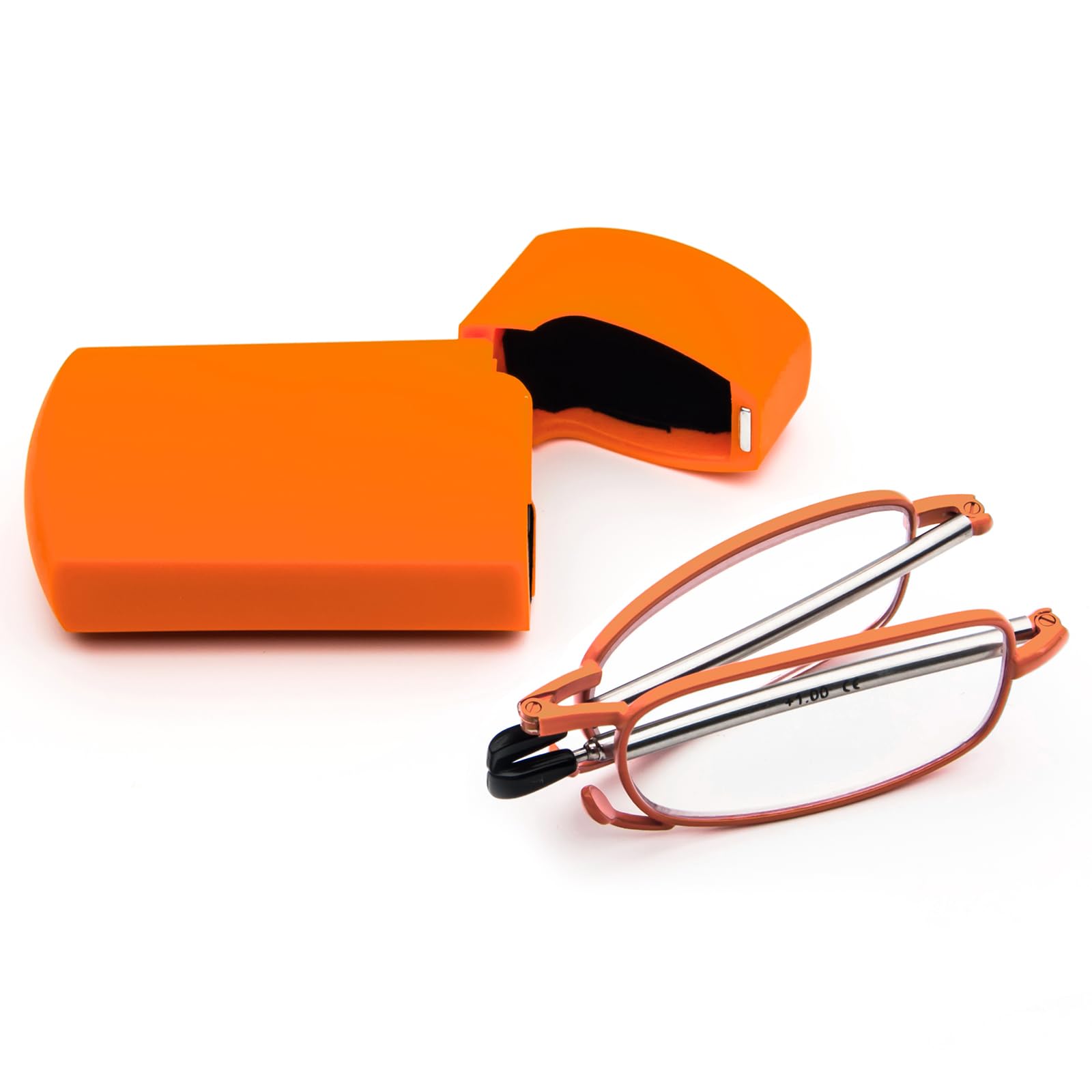 Gafas de lectura plegables de acero inoxidable mini anti azul para mujeres y hombres, ayuda a la lectura con funda rígida