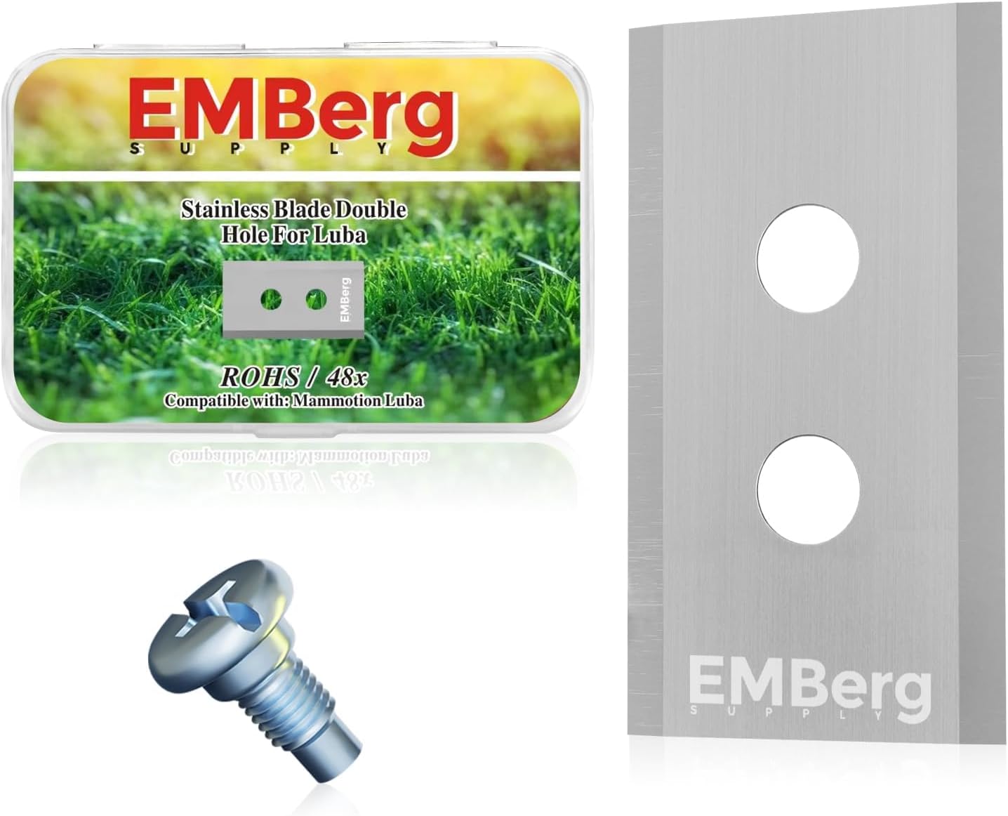 EMBerg Blades for Luba - Titanium Coated - 48 Blades (6 Sets) Robotic Lawn Mower Blade Compatible with Mammotion Endurance - Fits AWD 5000, 3000, 1000 - Replacement Blades for Superior Performance