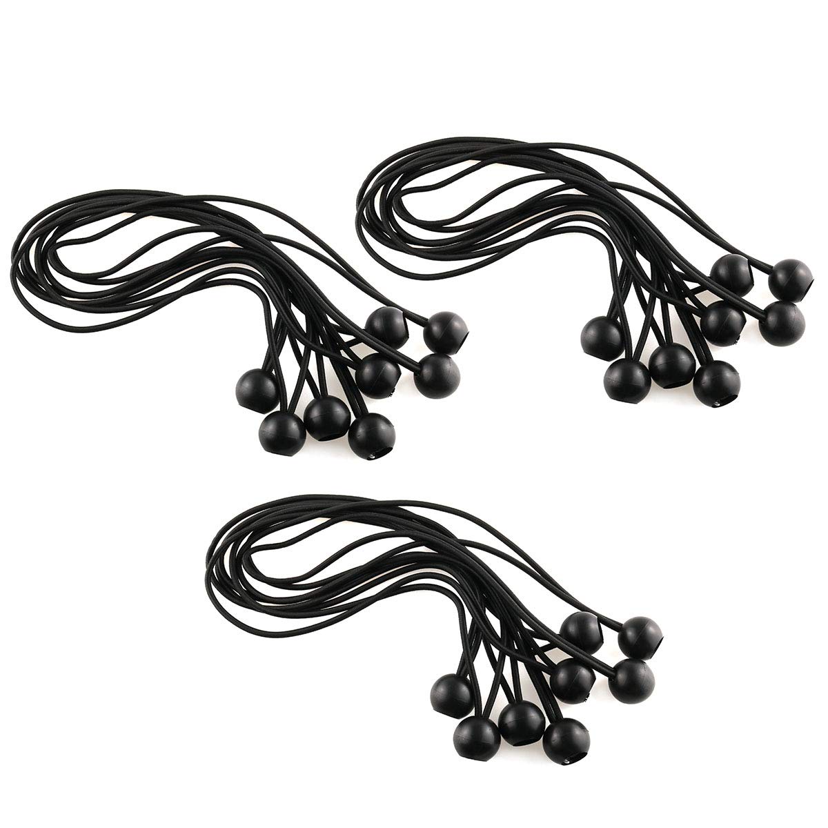 SEPGLITTER Lot De 30 Tendeurs Caoutchouc Avec Boule 20 Cm Noir - Fixation Bâches, Tentes, Auvents