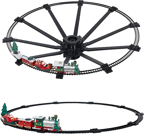 Miniatura 6 de JetBravo Juguetes de tren de coche eléctrico de Navidad árbol de Navidad coche de tren con locomotora coches y pistas juguete de tren a pilas con