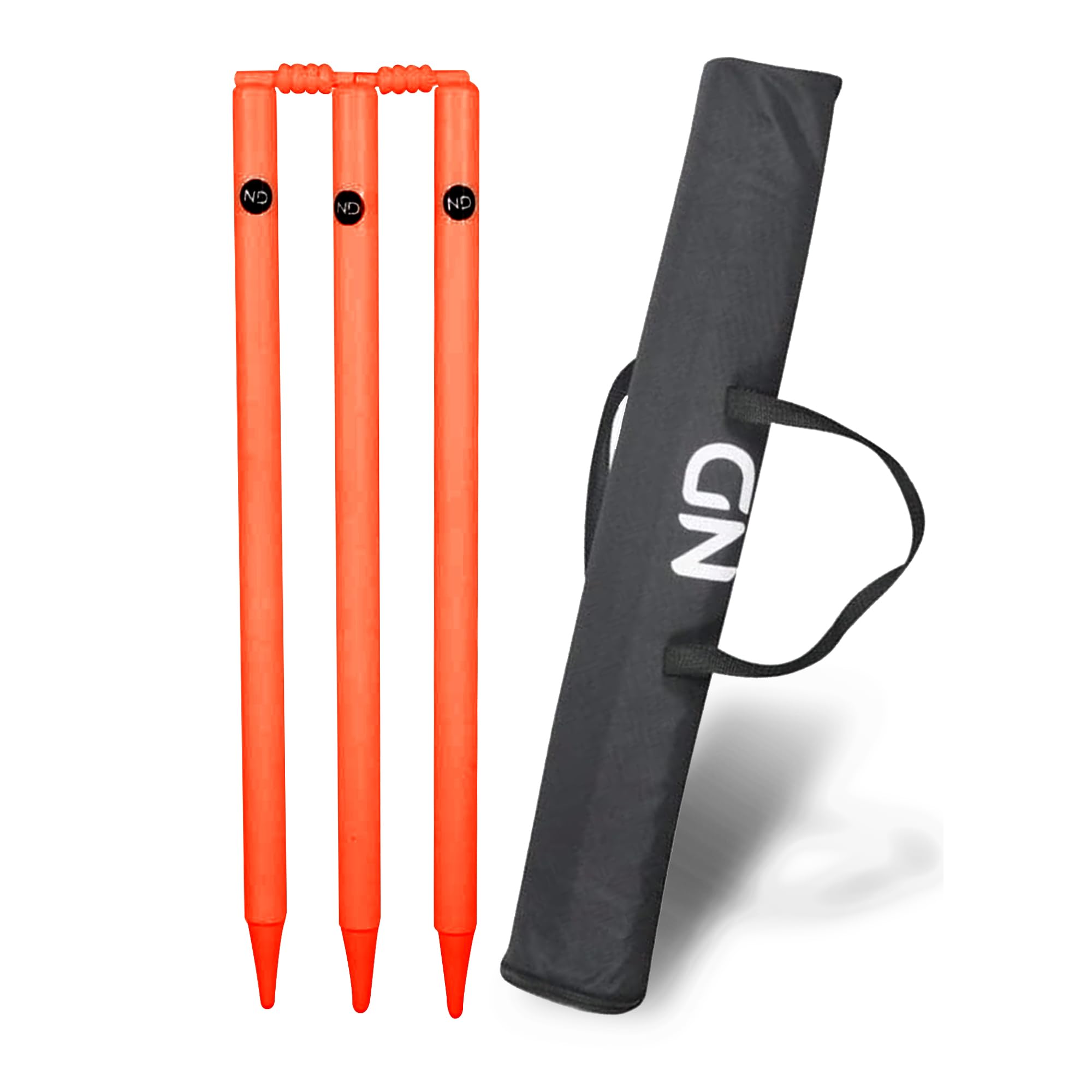 ND Sports Cricket Stumps Set with Carry Bag – Portable Ground Spike Cricket Wickets with Bails, Heavy Duty Cricket Stump Set for Practice, Training, Backyard, Garden & Nets