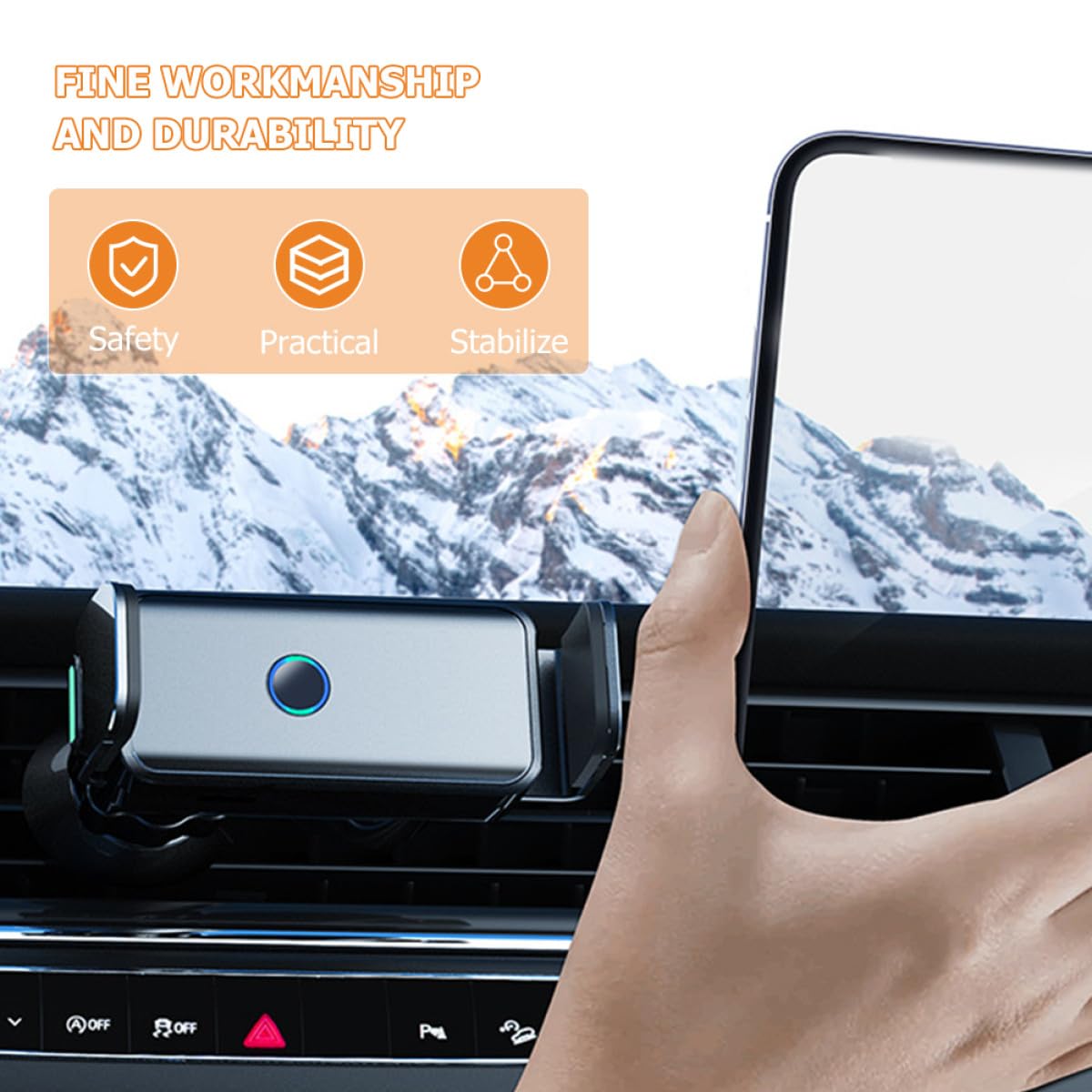Supporto Telefono Auto Design Auto-bloccante Elettrico, Materiale Abs e Lega di Alluminio, Risparmio Spazio, per Cruscotto e Parabrezza