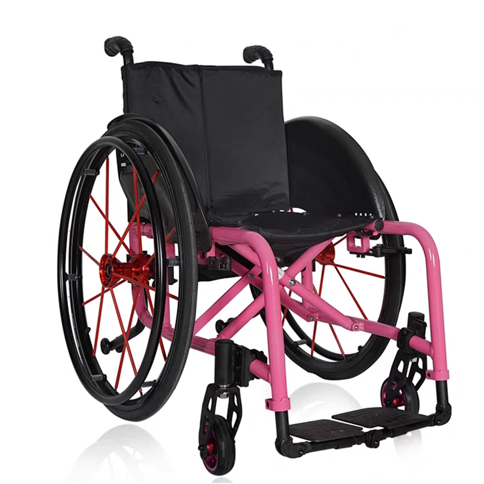 Leichter Sportrollstuhl, Zusammenklappbarer All-terrain-ultra-rollstuhl, Rollstuhl Aus Aluminiumlegierung, Leichter Rollstuhl Für Erwachsene, Selbstfahrende Manuelle Rollstühle(36cm/14.2in,Pink)