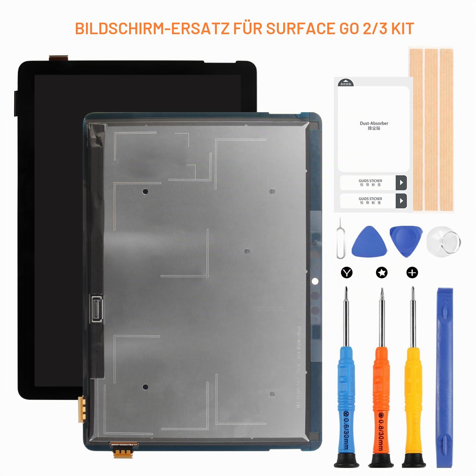 Ersatzbildschirm für Microsoft Surface Go 2 für Surface Go 3 LCD-Display, Digitizer 1901, 1926, 1927, Touchscreen, Montage mit Reparaturwerkzeugen (Schwarz, 26,7 cm)