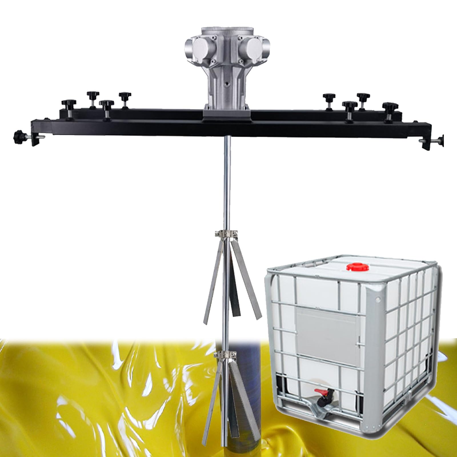 Miscelatore for vernice, miscelatore for vernice commerciale da 1000 litri, agitatore pneumatico con gancio di supporto, dimensioni regolabili, elica pieghevole,