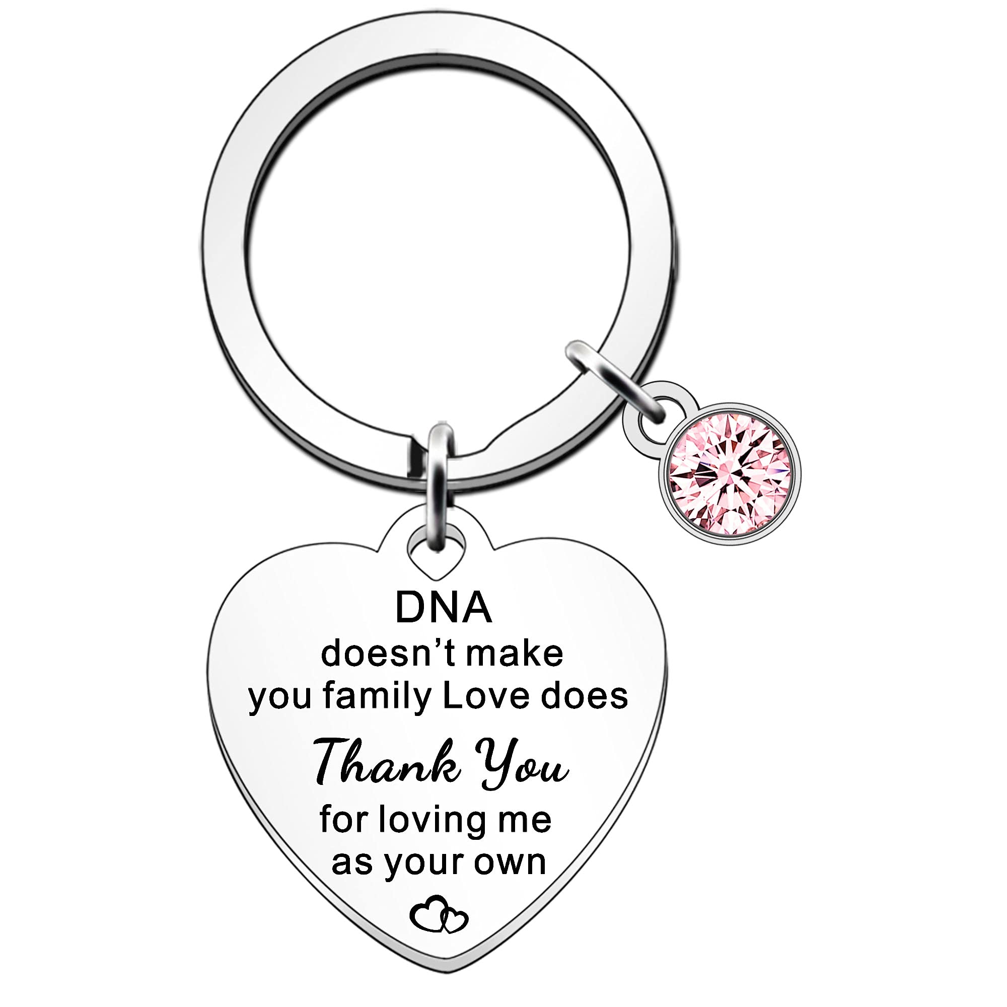 Fmcc Women's Silver Mother In Law, Step Mum, Bonus Mother Keyring - Thank You Mum Mothers Day Gift - Dna Doesn't Make You Family, Love Does