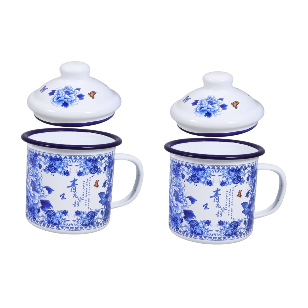 Gatuida 2stücke Tee Und Kaffeebecher Mit Deckel Aus Emaille Praktischer Trinkbecher Für Zuhause Büro Und Reisen Leicht Und Einfach Zu Reinigen Für Tee Und Kaffee