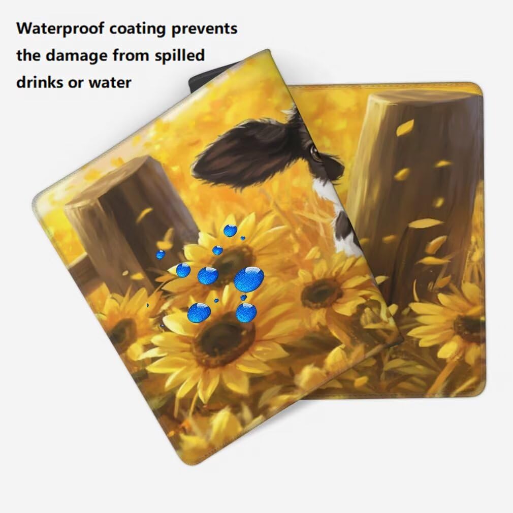 Tappetino Mouse XXL 1000x500mm Girasole Grande Mouse Pad, Tappetino Scrivania Grande Mousepad Gaming con Bordi Cuciti, Tappeto Scrivania con Base Antiscivolo per Ufficio e Casa (Vitello) -MP1586