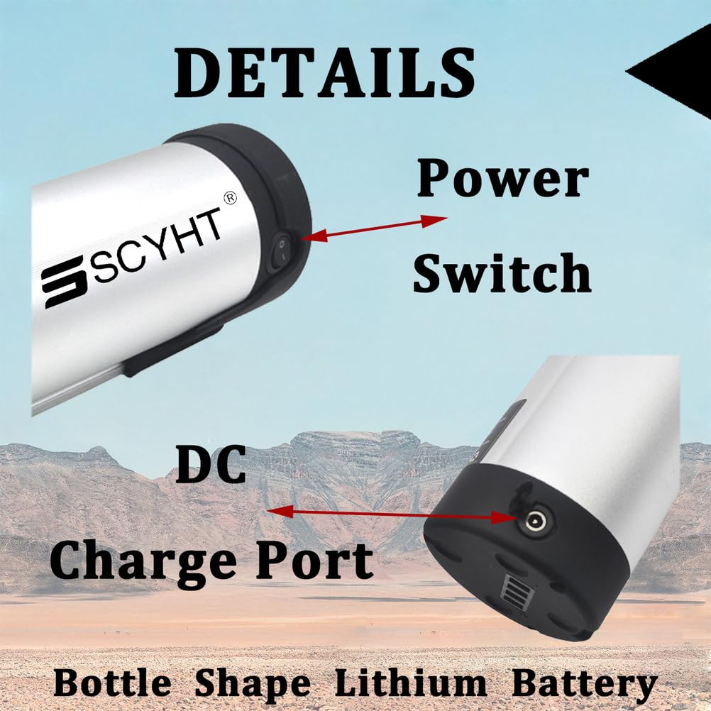 Batería de Litio 36 V 10 Ah 13 Ah Batería extraíble 24 V Baterías Iones Litio 48 V Baterías Tipo Botella para Motor 200 W a 650 W con Puerto de 4 Pines