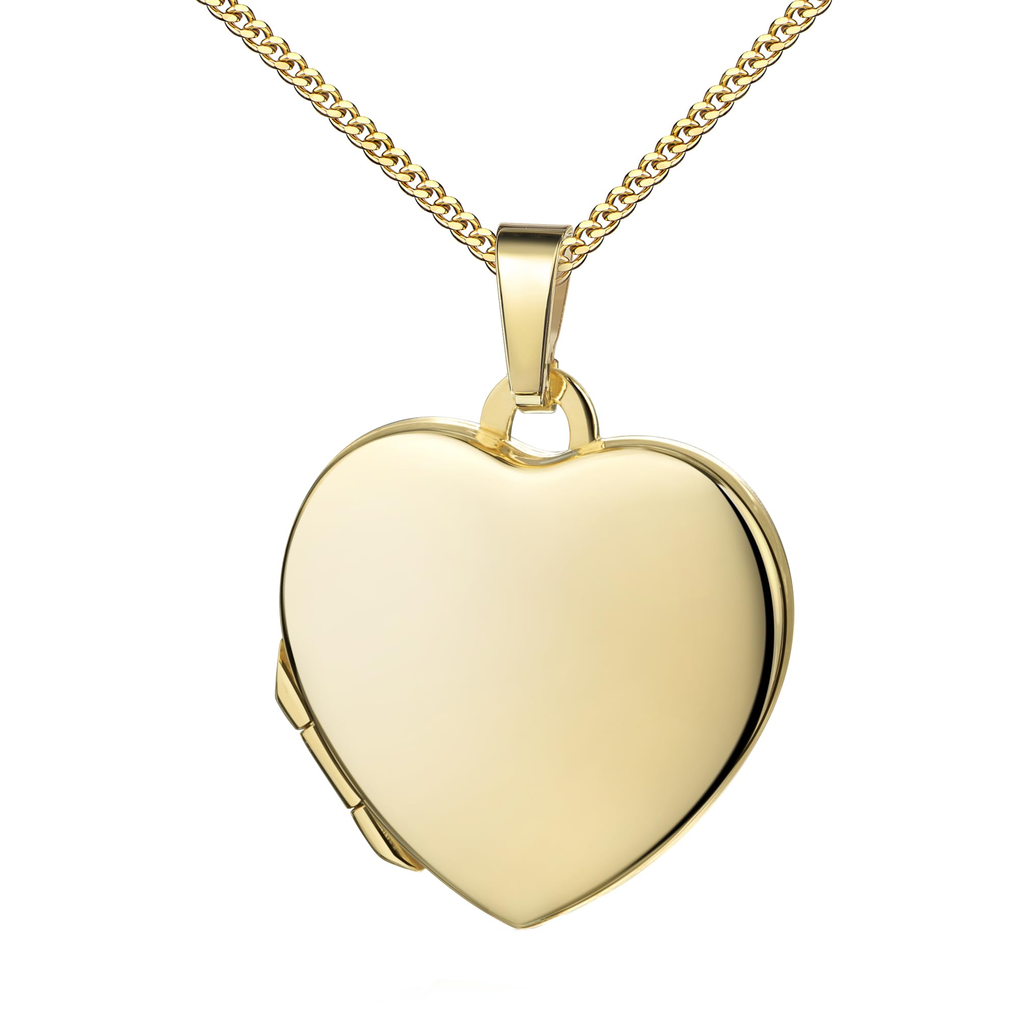 Kleines Medaillon Herz 750 Gold 18 Karat Herz-Amulett für 2 Bilder zum Öffnen für Damen mit Halskette und Schmuck-Etui
