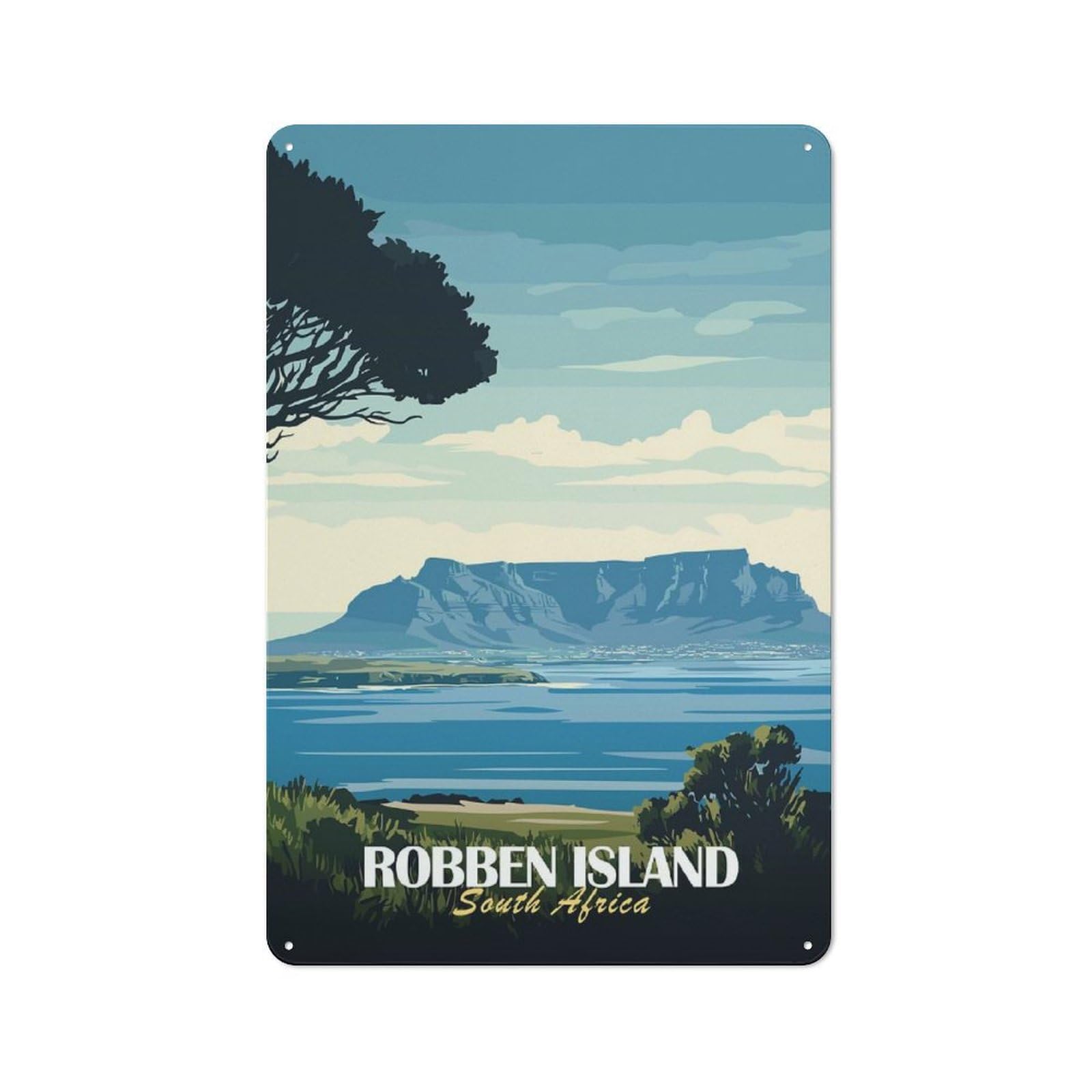 Junmoney Style-7 Metal Plaque 30X20cm With Robben Island, South Africa For Pub Or Café, Vintage Decor, For Vintage Wall Decor Fans, For Metal Sign Collectors