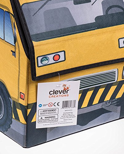 Clever Creations Kids Collapsible Storage Organizer And Ottoman, Perfect Vehicle Themed Toy Chest For Storing Books, Shoes, Games And More, Dump Truck #TOP4